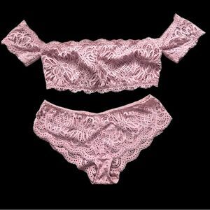 Victoria’s Secret set Dream Angels Crop Top bralette & Cheeky panty pink Large